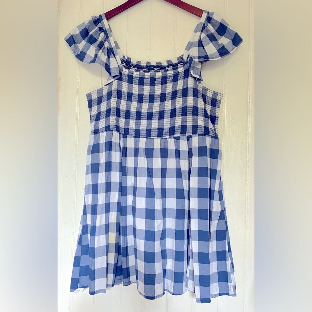 *3 for $20* Old Navy Blue and White Gingham Ruffled Tiered Sundress, XL Petite